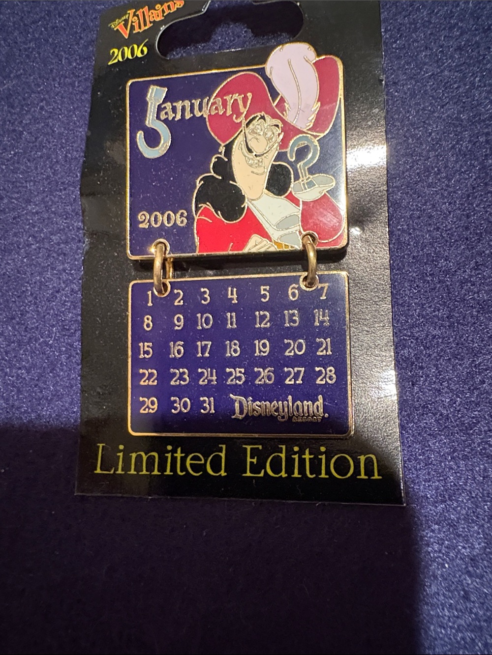Disney Villains January 2006 Calendar Pin - Purple, Red, Gold
